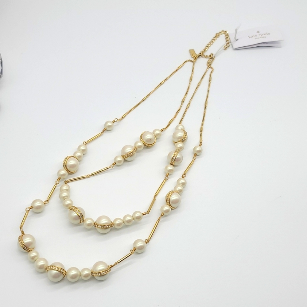 NWTS $148 Kate Spade "PURELY PEARLY" Swarovski Crystal & Double Pearl Strand ♥️